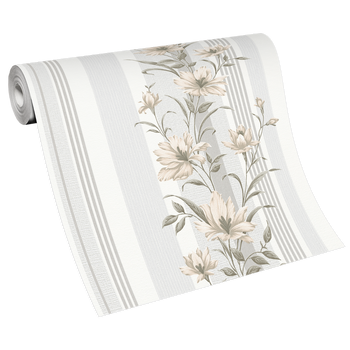 Blumentapete in grau 1022810