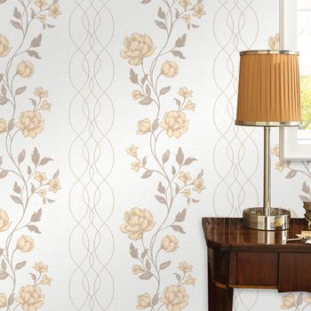 Blumentapete in beige 1023502