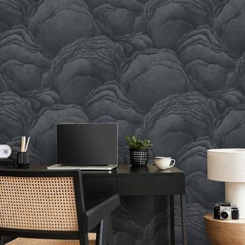 Steintapete in schwarz 10298-15
