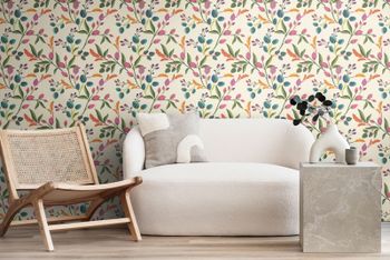 Bunte Blumentapete Landhaus | B782111