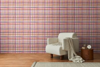 Aquarell-Tapete Kariert Rot Lila | B782241