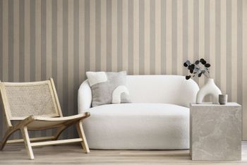Streifen-Tapete im Landhausstil Beige Braun | B782264