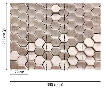 3D Tapete Hexagon Stein | 3,50 x 2,55 m