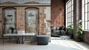 Urban Chic Fototapete Toilette Grau Braun