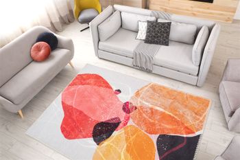 Abstrakter Teppich Hellgrau Orange-Rot