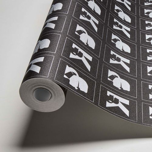 Karl Lagerfeld Tapete Schwarz Silber Ikonisch | 378423