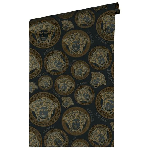 Versace-Tapete Medusa Schwarz Gold | 386117