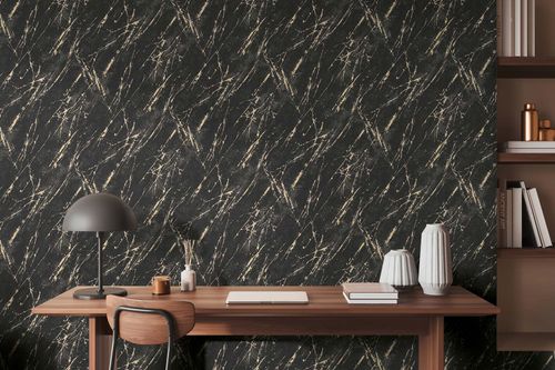 Tapete Schwarz Gold Marmor | B393362