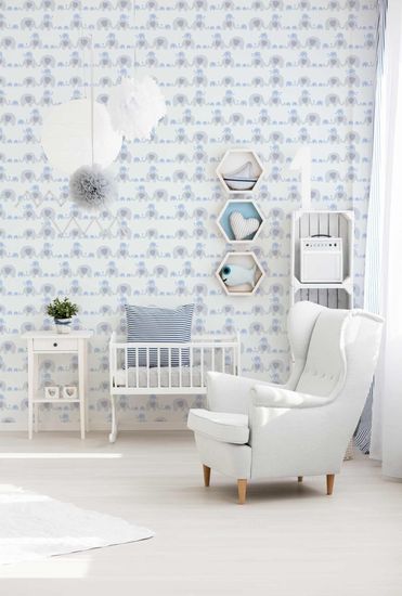 A.S. Création Little Love Babyzimmer-Tapete Elefant Blau | 381131