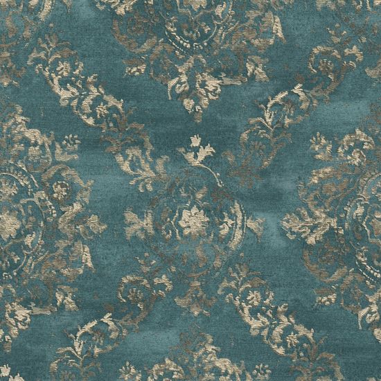 Vintage Barock-Tapete Schimmernd Petrol Gold | 387073