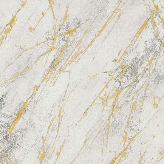 Vliestapete Marmor Weiß Gold | B388173