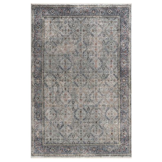 Vintage Teppich mit Ornamenten und Bordüre Grau