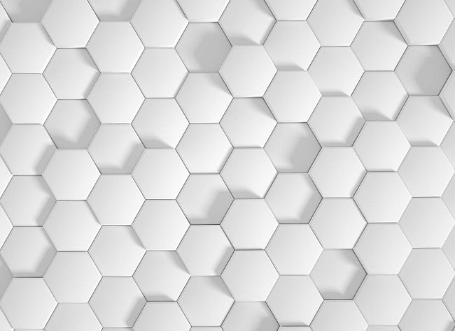 3D Tapete Hexagon Weiß