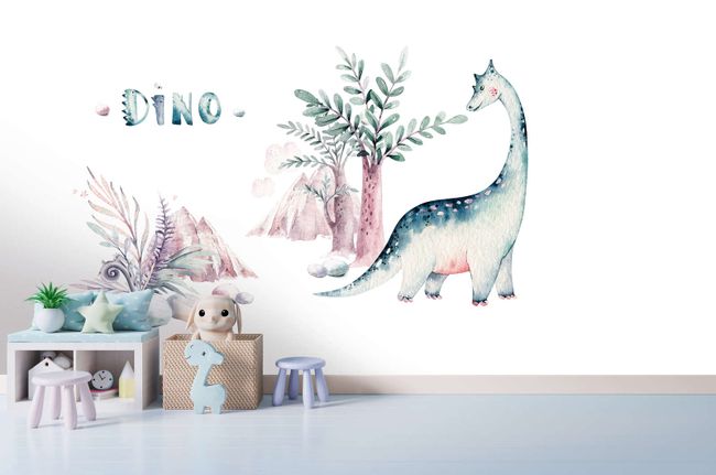 Aquarell-Fototapete Dino für Kinderzimmer