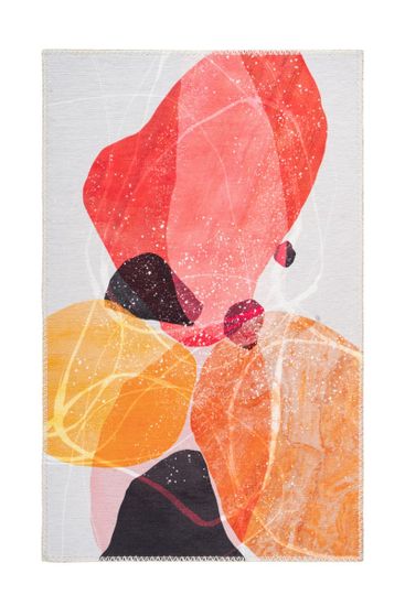 Abstrakter Teppich Hellgrau Orange-Rot